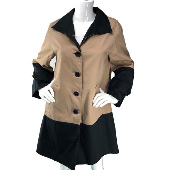 Club Monaco Womens Size XS Trench Coat Jacket Neutral Color Block Cotton Blend - Picture 1 of 16